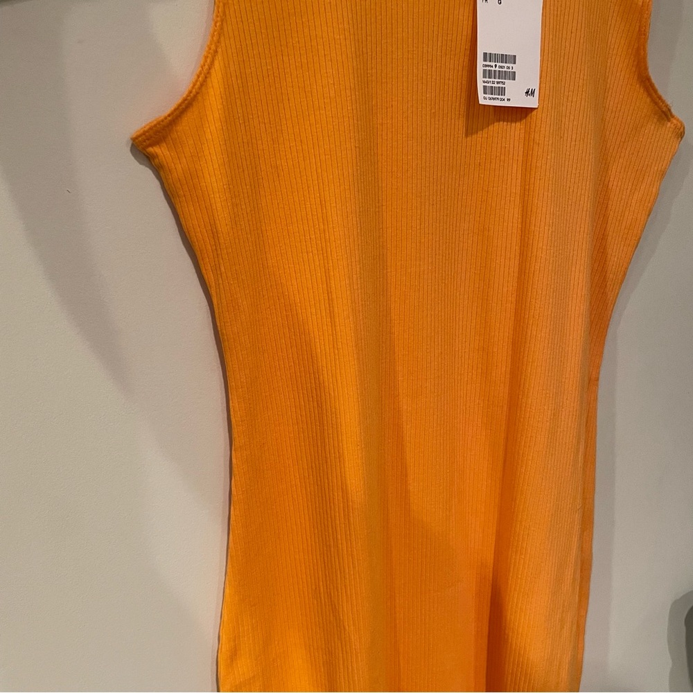Orange Ribbed Mini Dress - Picture 4 of 6
